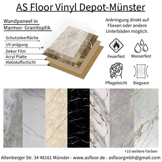 Wandpaneel Marmor- Granitoptik ,,Torros Schwarz''